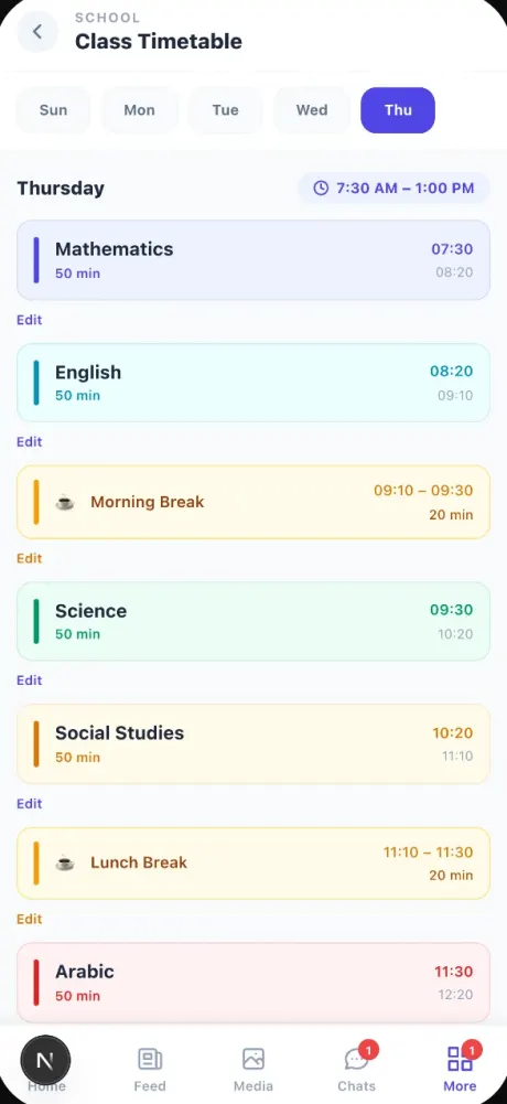 SchoolSphere, timetable.